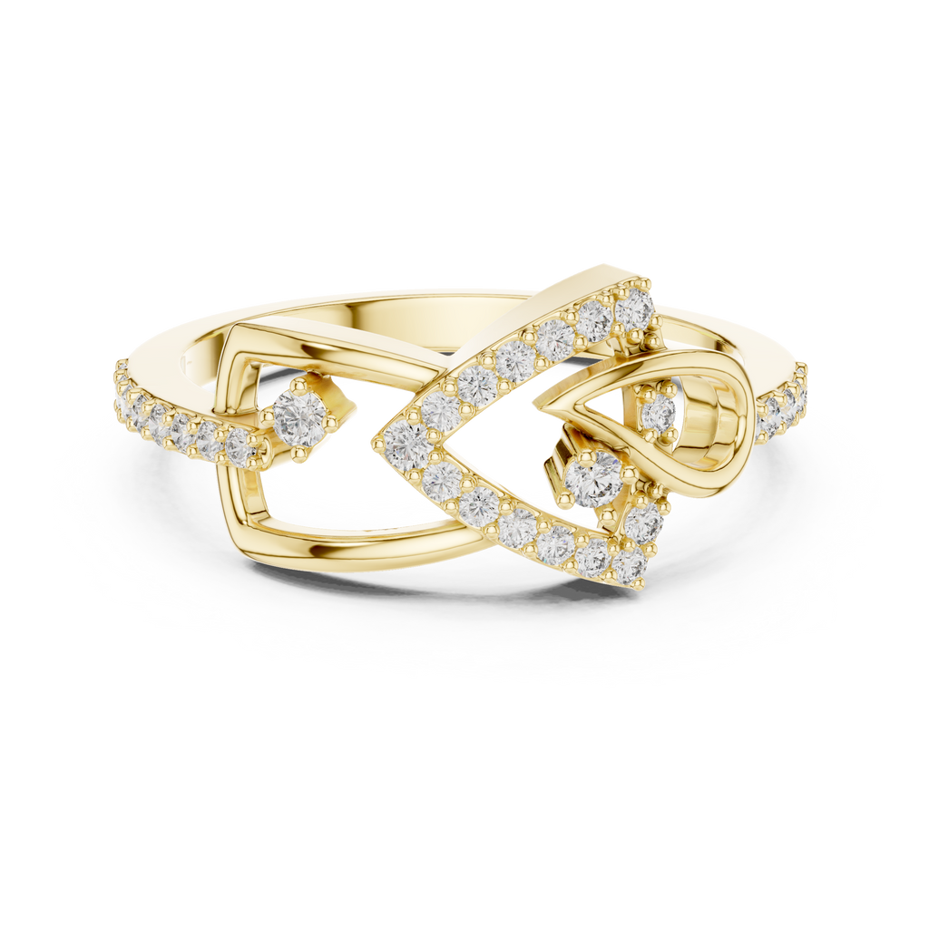 Ophelia Lab Grown Diamond Interlocking Chevron and Teardrop Link Ring