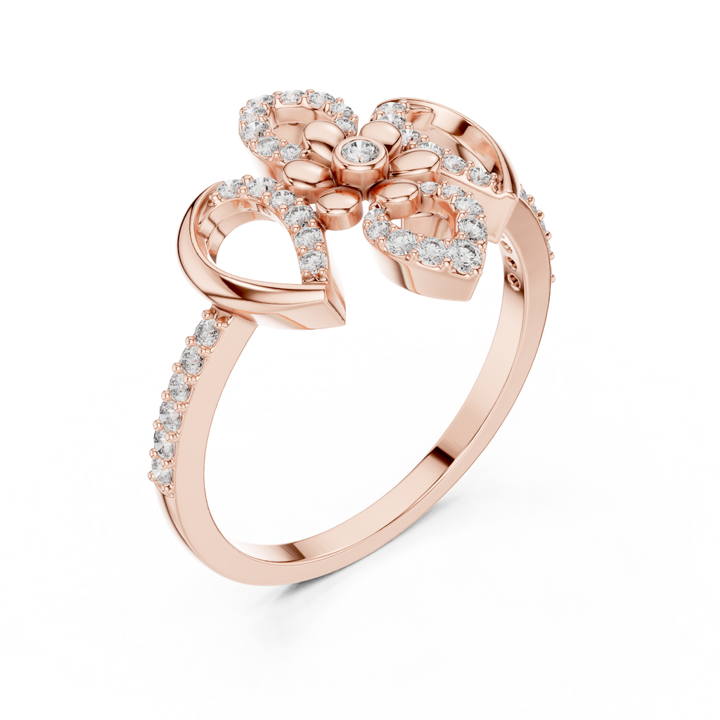 Lilianna Lab Grown Diamond Fleur de Lis Flower Statement Ring with Pavé Petals