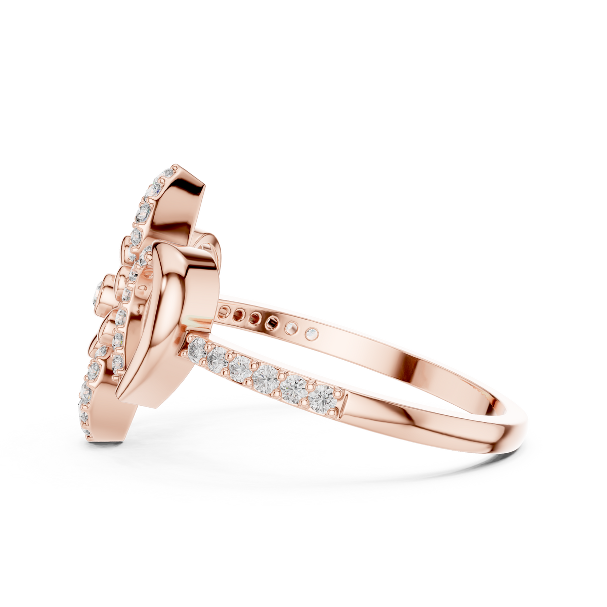 Lilianna Lab Grown Diamond Fleur de Lis Flower Statement Ring with Pavé Petals