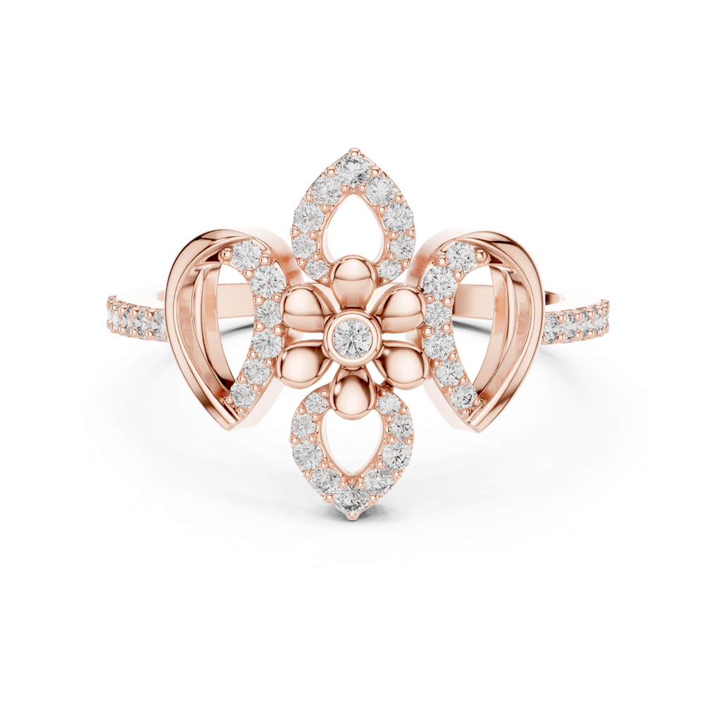 Lilianna Lab Grown Diamond Fleur de Lis Flower Statement Ring with Pavé Petals