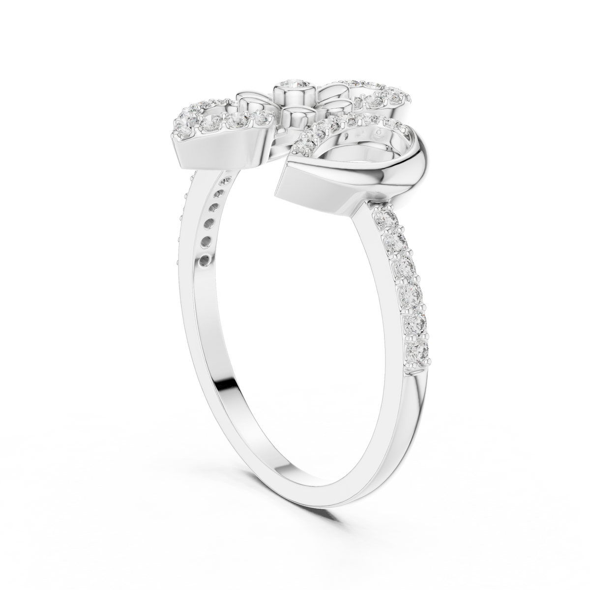 Lilianna Lab Grown Diamond Fleur de Lis Flower Statement Ring with Pavé Petals