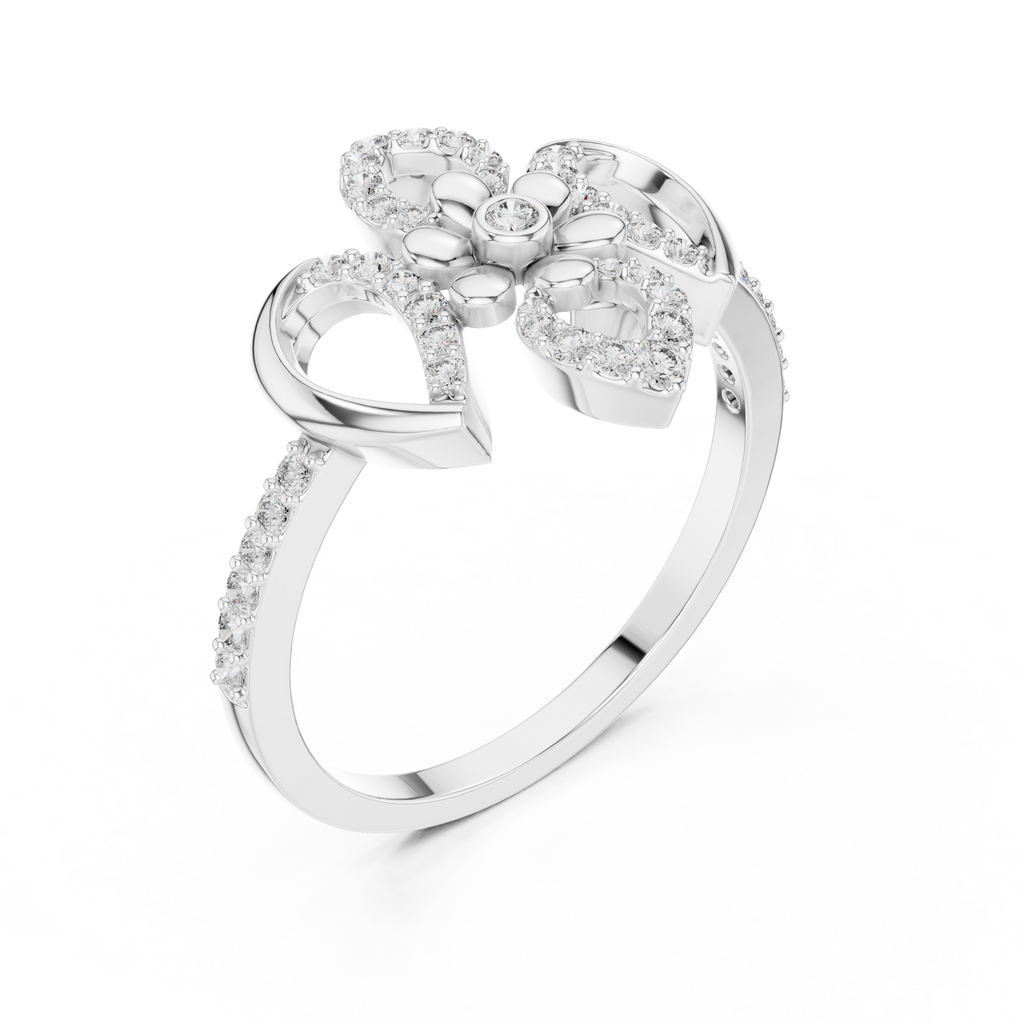Lilianna Lab Grown Diamond Fleur de Lis Flower Statement Ring with Pavé Petals