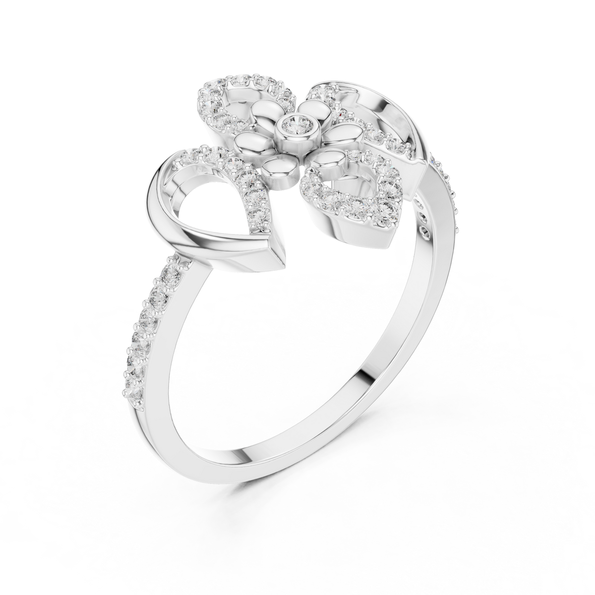 Lilianna Lab Grown Diamond Fleur de Lis Flower Statement Ring with Pavé Petals