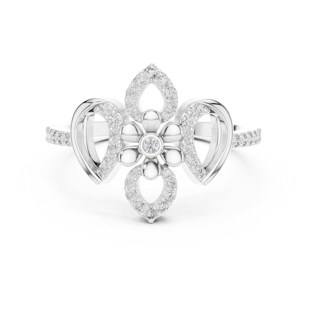 Lilianna Lab Grown Diamond Fleur de Lis Flower Statement Ring with Pavé Petals