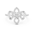 Lilianna Lab Grown Diamond Fleur de Lis Flower Statement Ring with Pavé Petals