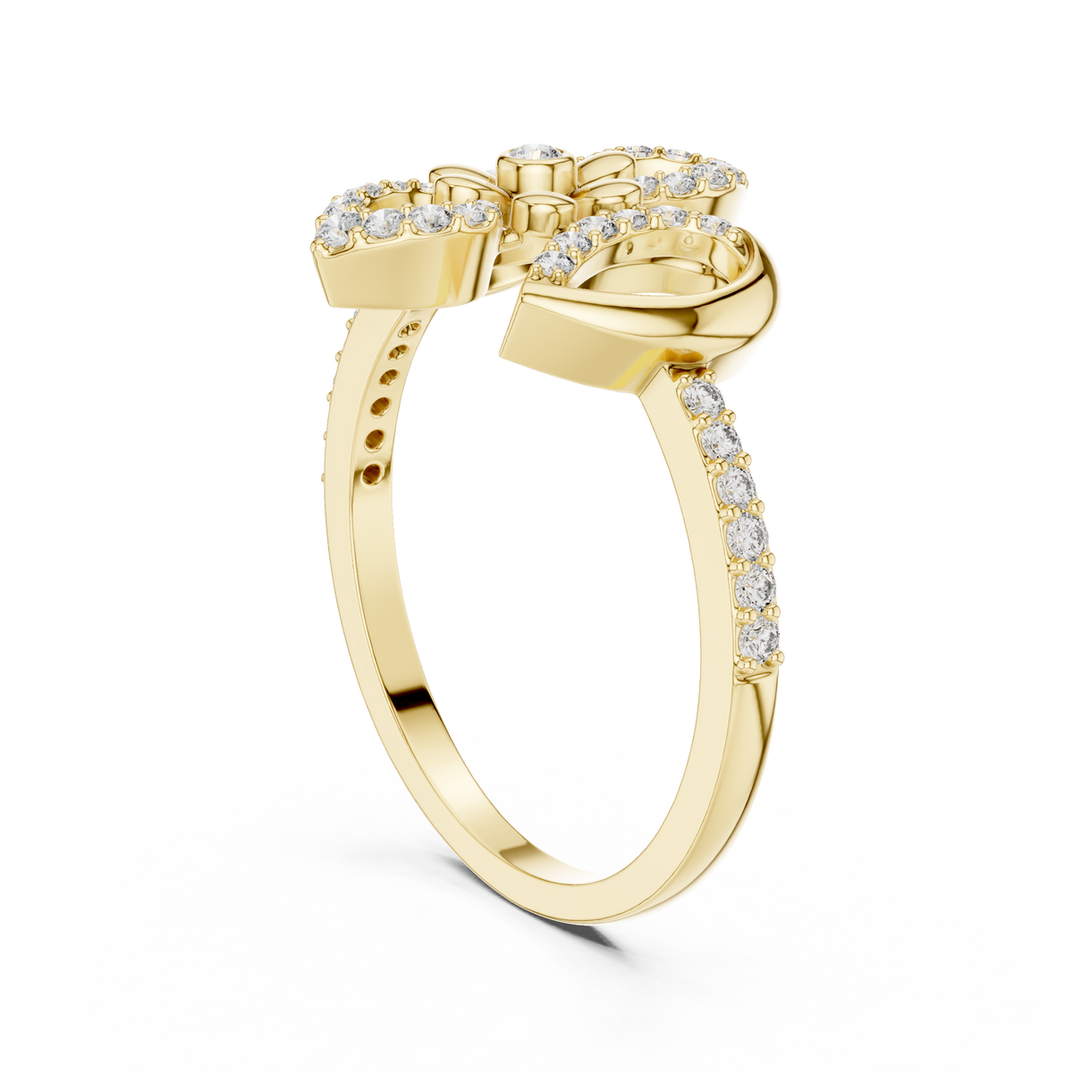 Lilianna Lab Grown Diamond Fleur de Lis Flower Statement Ring with Pavé Petals