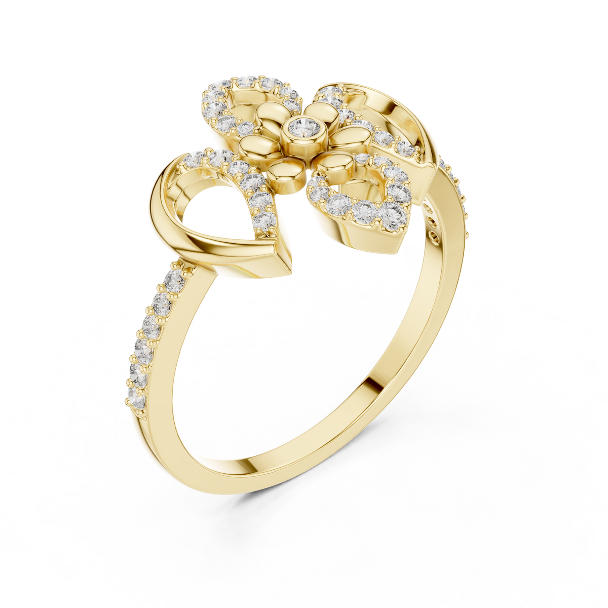 Lilianna Lab Grown Diamond Fleur de Lis Flower Statement Ring with Pavé Petals