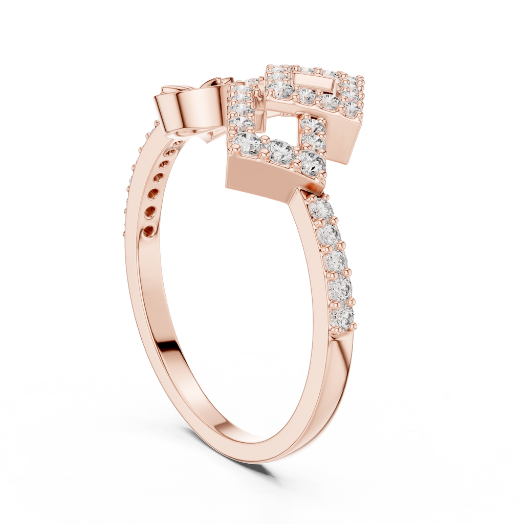 Mirabel Lab Grown Diamond Open Geometric Ring with Pavé Squares