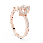 Mirabel Lab Grown Diamond Open Geometric Ring with Pavé Squares