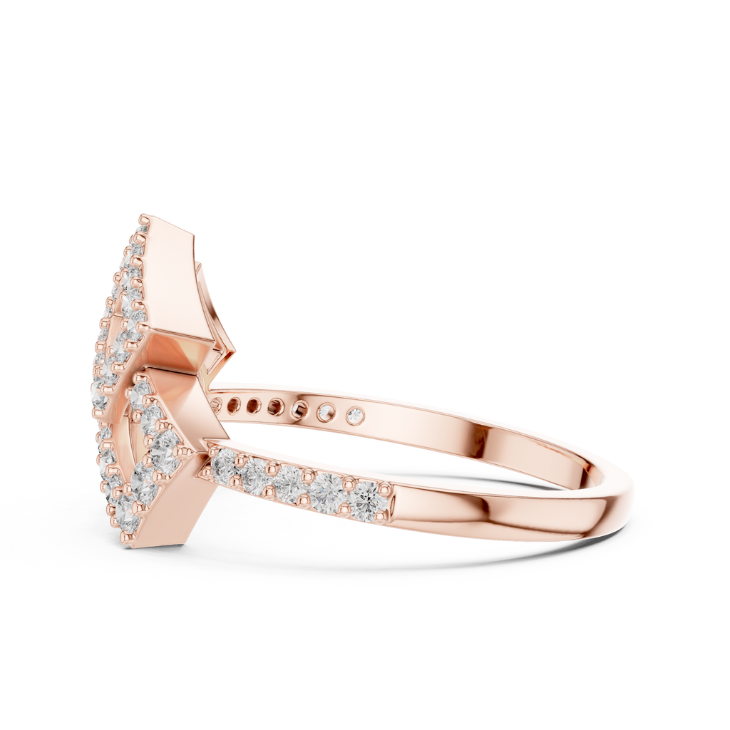 Mirabel Lab Grown Diamond Open Geometric Ring with Pavé Squares