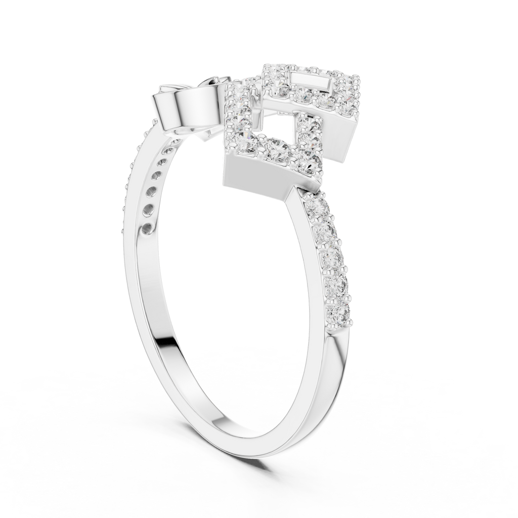 Mirabel Lab Grown Diamond Open Geometric Ring with Pavé Squares
