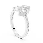 Mirabel Lab Grown Diamond Open Geometric Ring with Pavé Squares
