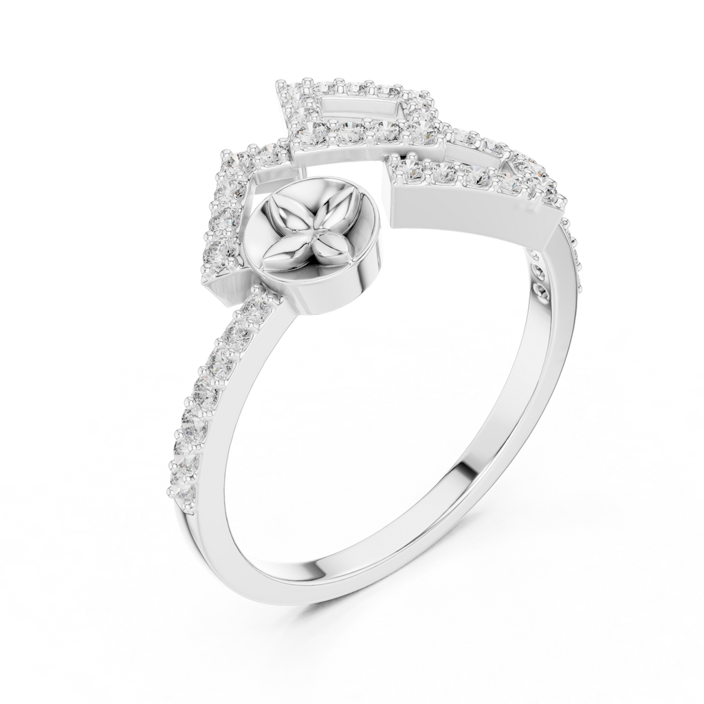 Mirabel Lab Grown Diamond Open Geometric Ring with Pavé Squares