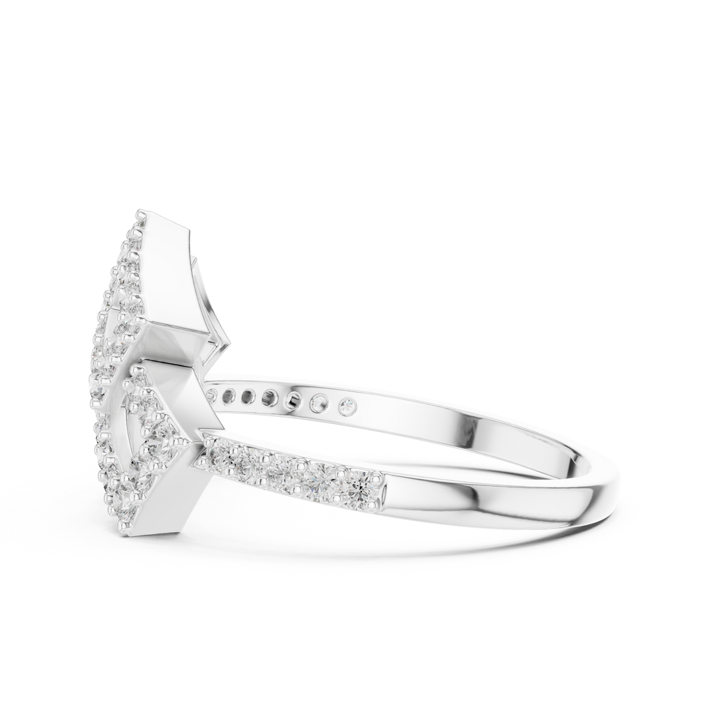 Mirabel Lab Grown Diamond Open Geometric Ring with Pavé Squares