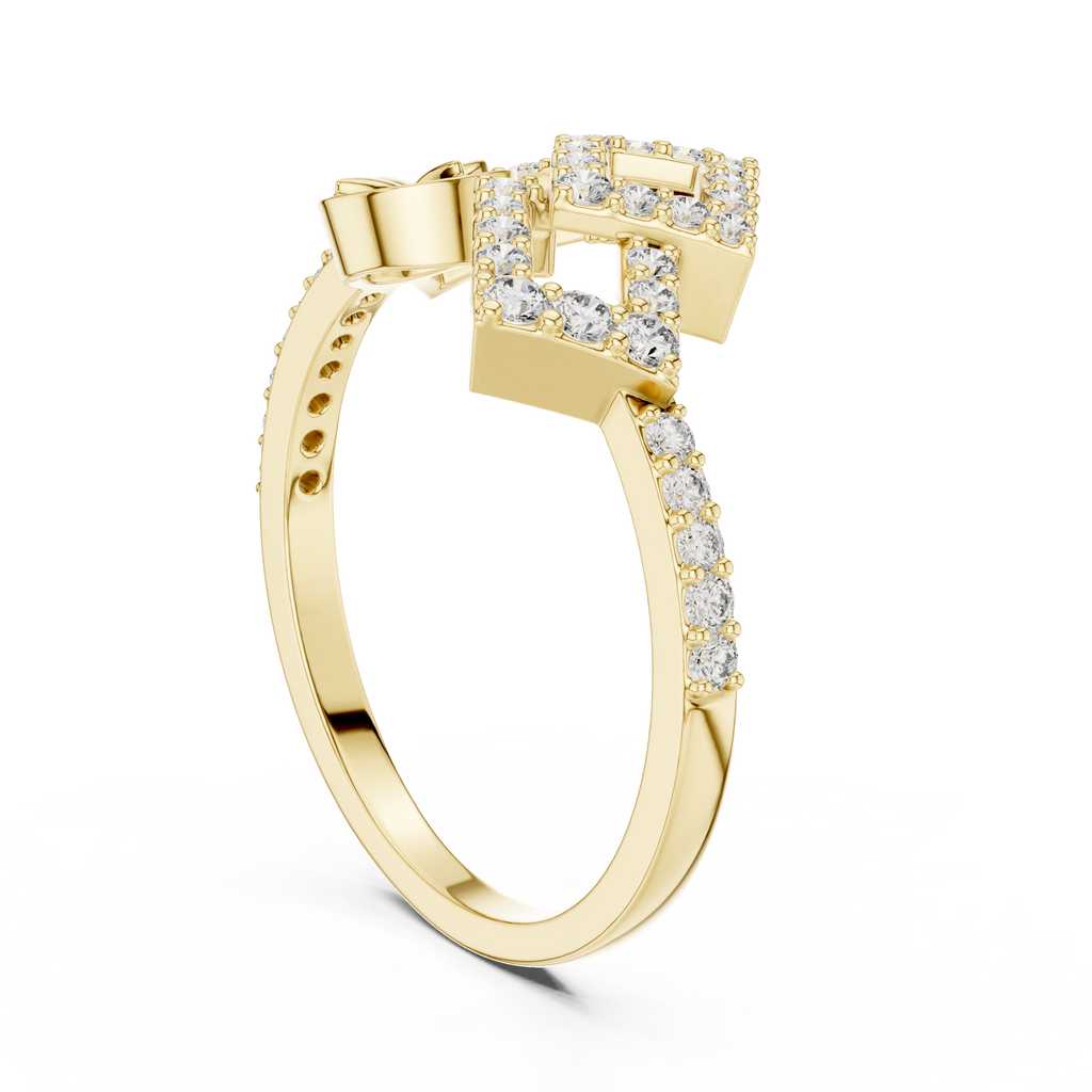 Mirabel Lab Grown Diamond Open Geometric Ring with Pavé Squares