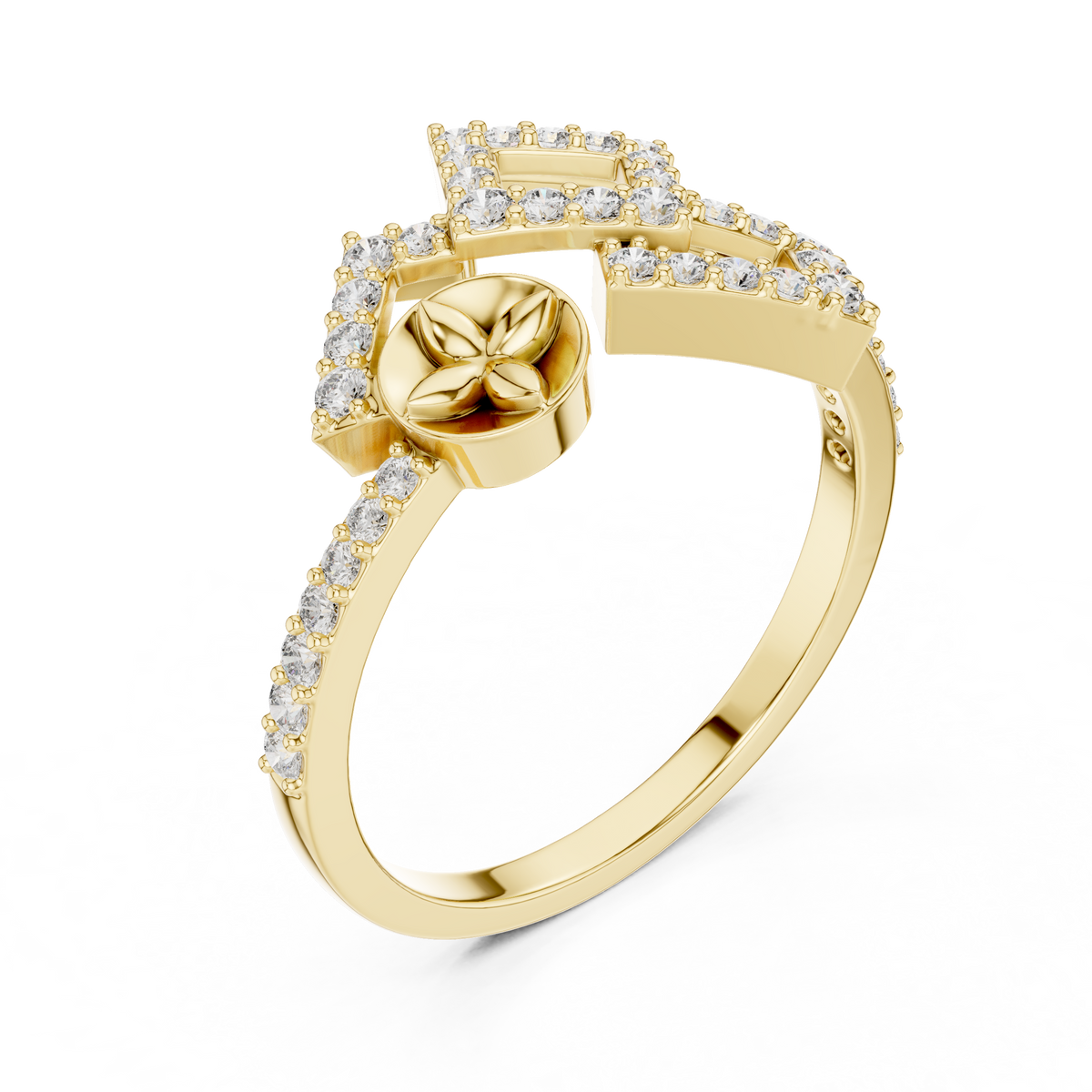 Mirabel Lab Grown Diamond Open Geometric Ring with Pavé Squares
