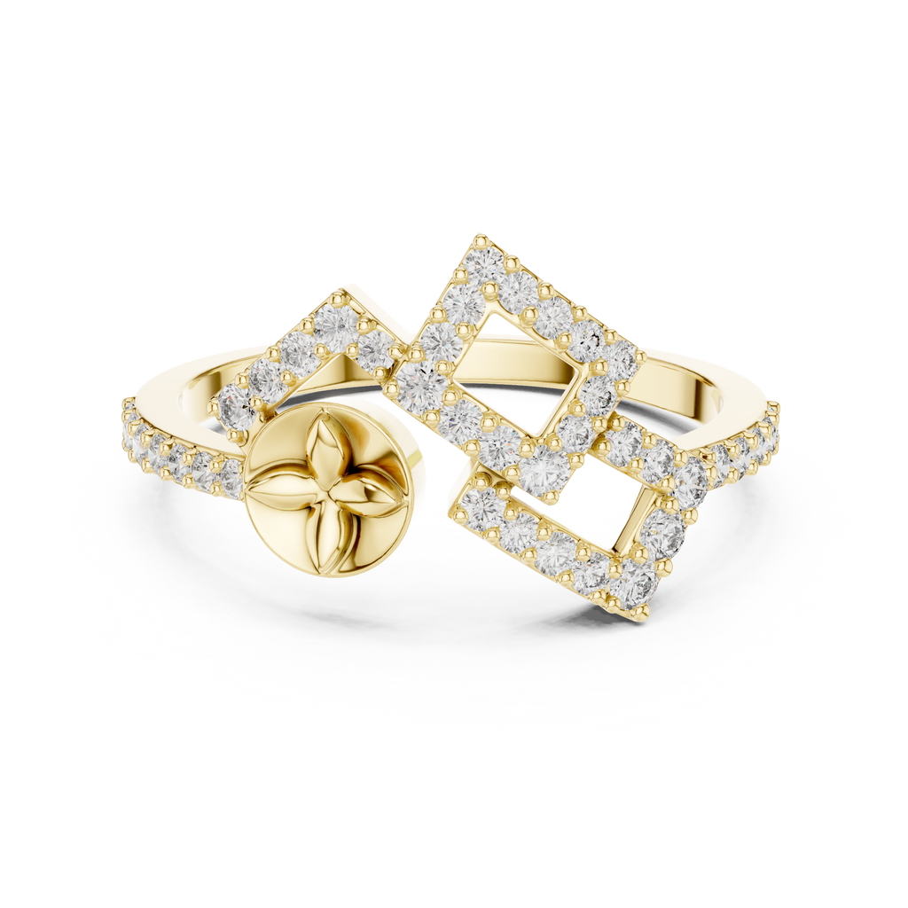 Mirabel Lab Grown Diamond Open Geometric Ring with Pavé Squares