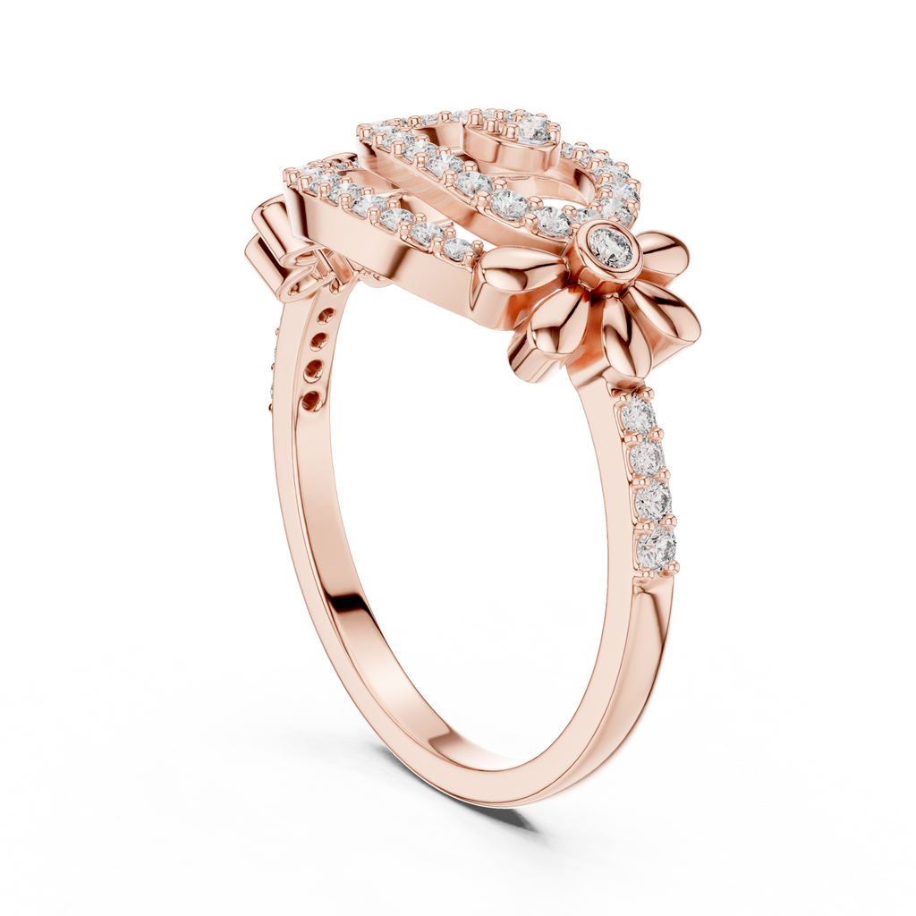 Isabella Lab Grown Diamond Pavé Swirl Statement Ring with Daisy Accents