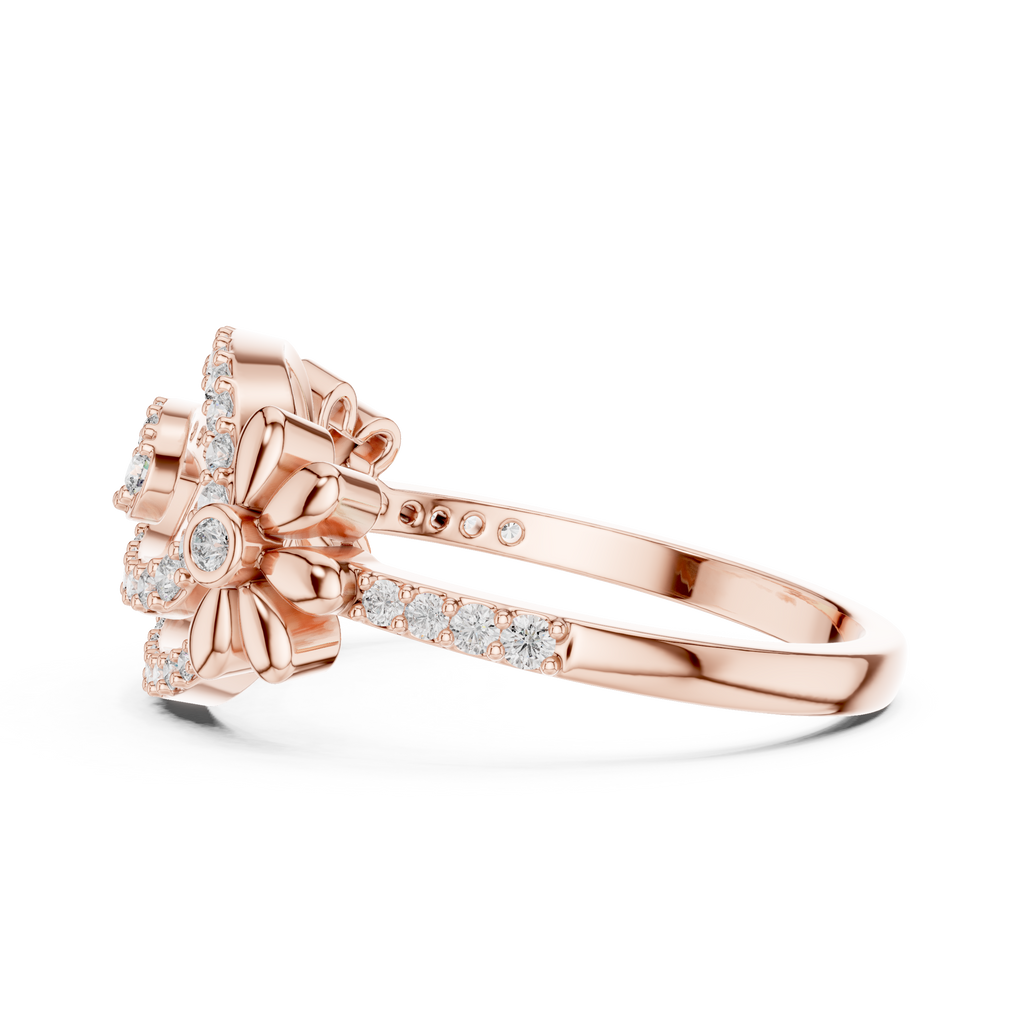 Isabella Lab Grown Diamond Pavé Swirl Statement Ring with Daisy Accents