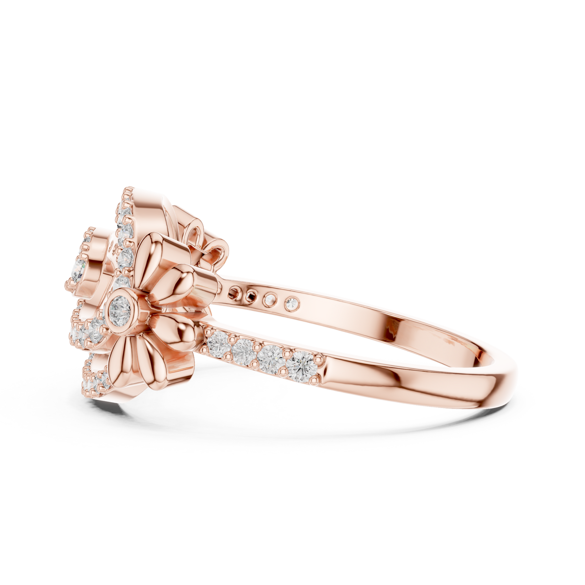 Isabella Lab Grown Diamond Pavé Swirl Statement Ring with Daisy Accents