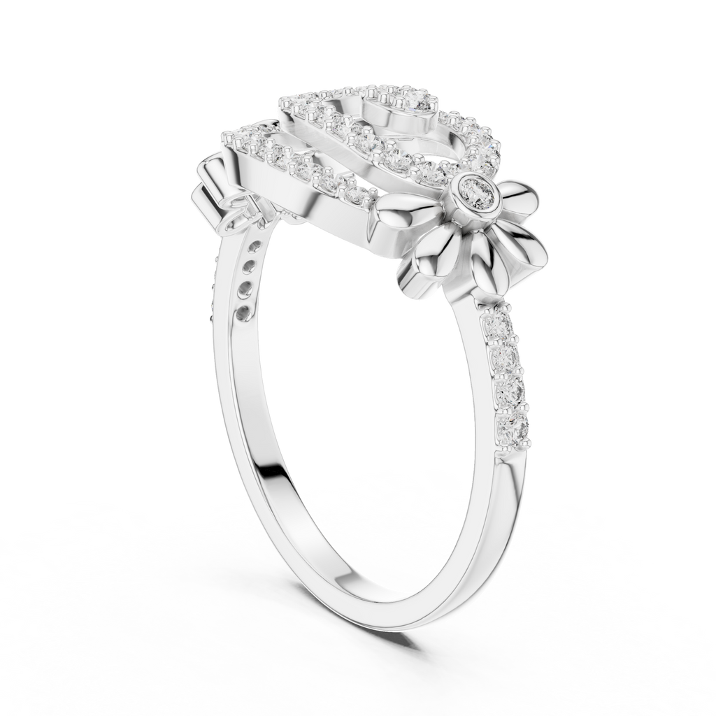 Isabella Lab Grown Diamond Pavé Swirl Statement Ring with Daisy Accents