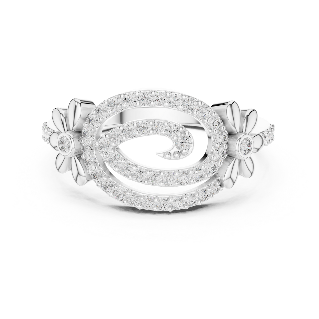 Isabella Lab Grown Diamond Pavé Swirl Statement Ring with Daisy Accents