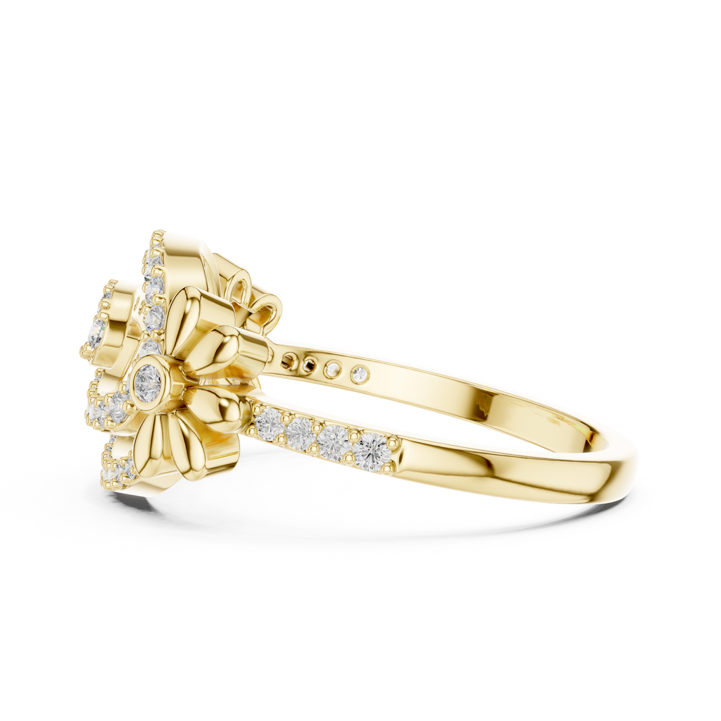 Isabella Lab Grown Diamond Pavé Swirl Statement Ring with Daisy Accents