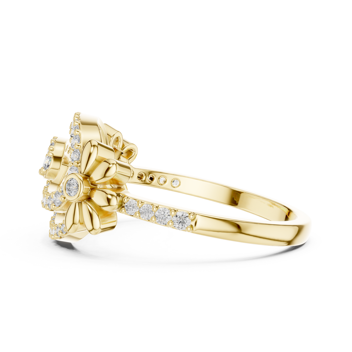 Isabella Lab Grown Diamond Pavé Swirl Statement Ring with Daisy Accents