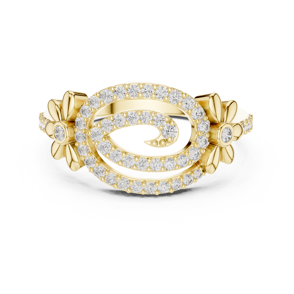 Isabella Lab Grown Diamond Pavé Swirl Statement Ring with Daisy Accents