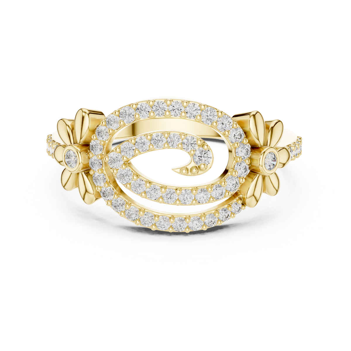 Isabella Lab Grown Diamond Pavé Swirl Statement Ring with Daisy Accents