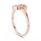 Aurora Lab Grown Diamond Twin Leaf Petite Ring with Pavé Accents