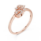 Aurora Lab Grown Diamond Twin Leaf Petite Ring with Pavé Accents