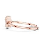 Aurora Lab Grown Diamond Twin Leaf Petite Ring with Pavé Accents