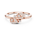Aurora Lab Grown Diamond Twin Leaf Petite Ring with Pavé Accents