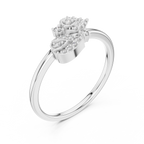Aurora Lab Grown Diamond Twin Leaf Petite Ring with Pavé Accents