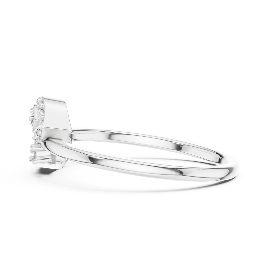 Aurora Lab Grown Diamond Twin Leaf Petite Ring with Pavé Accents