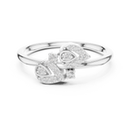 Aurora Lab Grown Diamond Twin Leaf Petite Ring with Pavé Accents