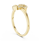 Aurora Lab Grown Diamond Twin Leaf Petite Ring with Pavé Accents