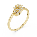 Aurora Lab Grown Diamond Twin Leaf Petite Ring with Pavé Accents