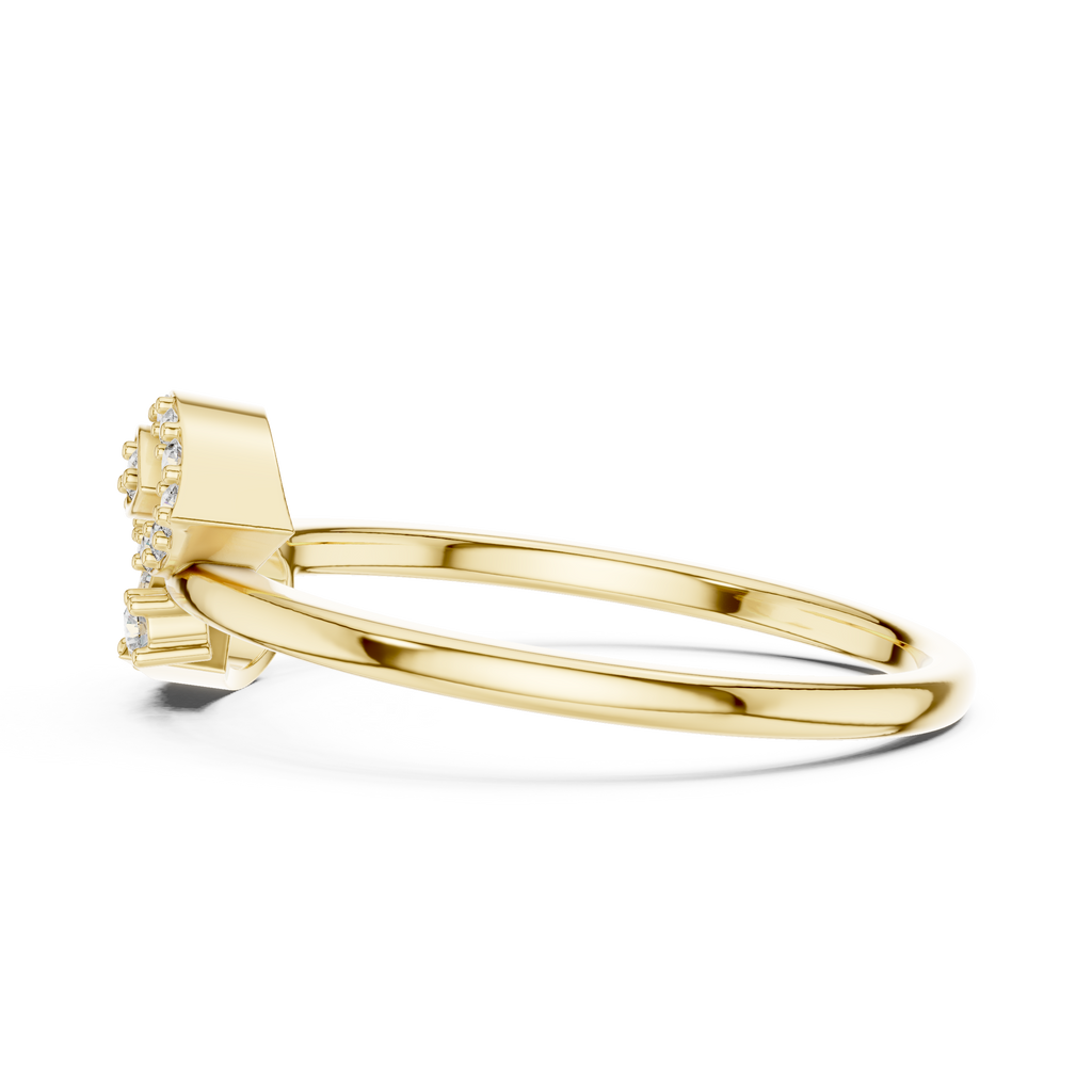 Aurora Lab Grown Diamond Twin Leaf Petite Ring with Pavé Accents