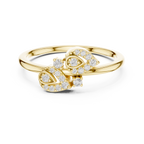 Aurora Lab Grown Diamond Twin Leaf Petite Ring with Pavé Accents