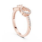 Sabrina Lab Grown Diamond Square and Spiral Link Ring with Pavé Band
