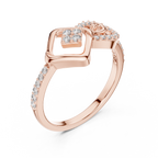 Sabrina Lab Grown Diamond Square and Spiral Link Ring with Pavé Band