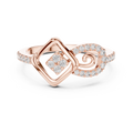 Sabrina Lab Grown Diamond Square and Spiral Link Ring with Pavé Band