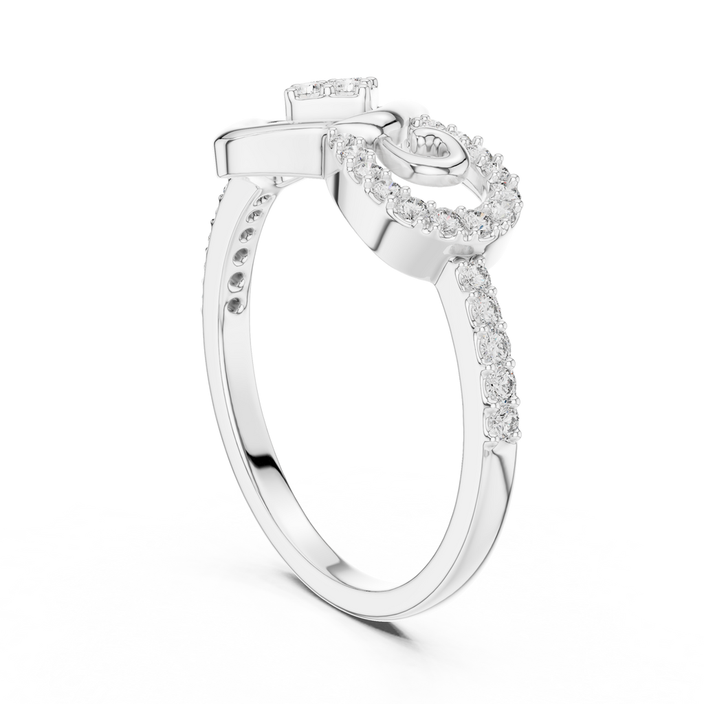 Sabrina Lab Grown Diamond Square and Spiral Link Ring with Pavé Band
