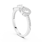 Sabrina Lab Grown Diamond Square and Spiral Link Ring with Pavé Band