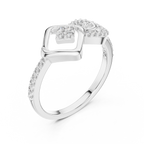 Sabrina Lab Grown Diamond Square and Spiral Link Ring with Pavé Band