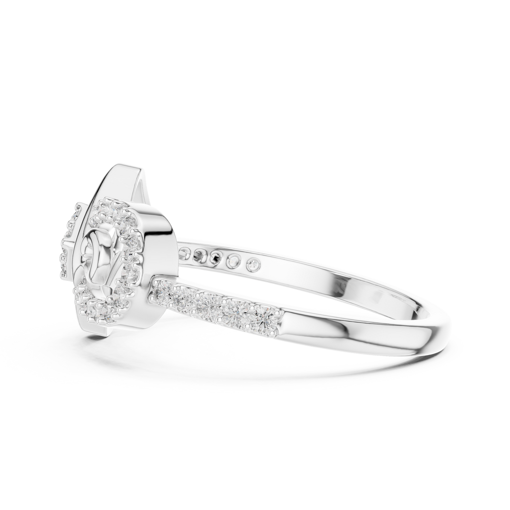 Sabrina Lab Grown Diamond Square and Spiral Link Ring with Pavé Band