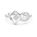 Sabrina Lab Grown Diamond Square and Spiral Link Ring with Pavé Band