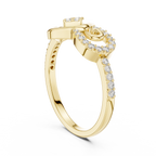 Sabrina Lab Grown Diamond Square and Spiral Link Ring with Pavé Band